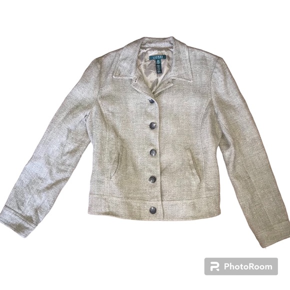 LAUREN by RALPH LAUREN Linen & Silk Blazer.  Size 10. Golden Flax Color. NWOT. - Picture 13 of 13